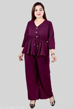 Black crepe women's top and bottom set by Aleena garment, trendy and stylish for casual occasions