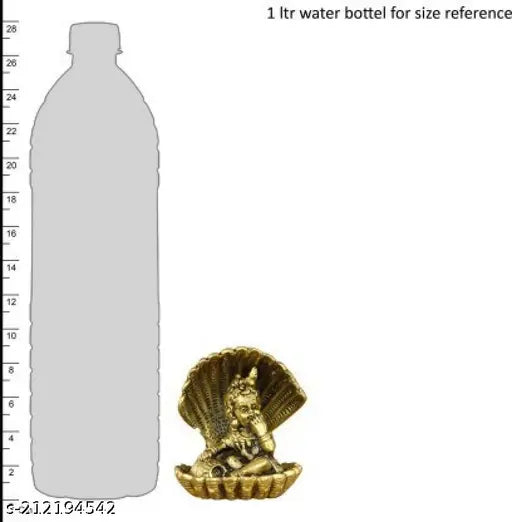 Golden Bal Gopal Krishna Aluminium Gold Decorative Showpiece, 9cm - Indian handcrafted metal decor item for home, bedroom, living room, or gift