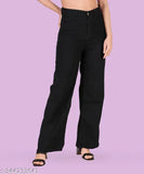 Black stretchable flared denim jeans, Maniere Creations brand, women's mid-rise, party or casual wear, plus size XL2XL 3XL 4XL