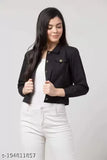 Denim black jacket, with zip closure