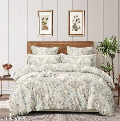 Glace cotton double bedsheet with 2 pillow covers - soft, luxurious, and high-quality bed linen for bedroom