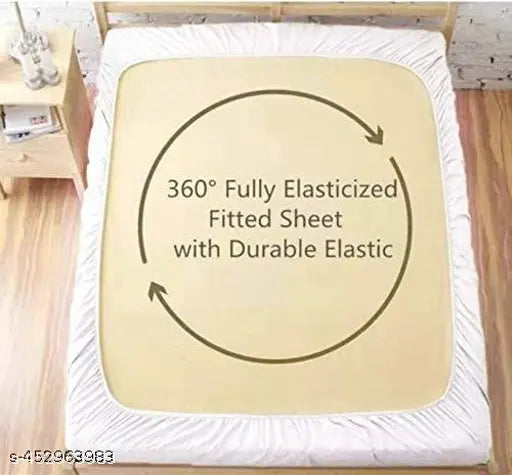 PRIAM Premium multicolor cotton blend elastic fitted bedsheets with 2 pillow covers, double bed (72x78x6 inches), breathable & moisture-wicking for mild winter