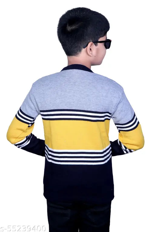 Woolen high neck pullover sweater for kids, printed pattern, warm and cosy, sizes 3-4 years to 11-12 years (India origin)