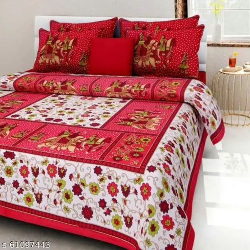 3D printed Sanganeri cotton bedsheet, ideal for summer adult use, double queen size