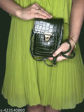 Sleek Elite Trendy mobile sling bag, dark green hue, multiple compartments