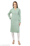 Women's straight mandarin striped blue kurti, cotton fabric