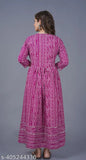 Pink and purple patterned women's printed cotton rayon anarkali kurta
