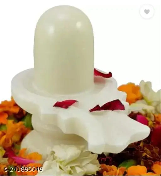 Marble White Shivling Statue - Shiva Lingam Idol, 6cm tall, spiritually activated, Hindu decor for home/office