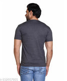Grey cotton blend MEXMY men's typography round t-shirt, regular fit for trendy style