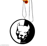 Black laser-cut Pitbull bulldog auto showpiece, adjustable metal chain universal fit for all cars