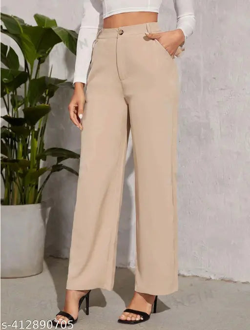 Khaki straight-fit women's casual swim pants