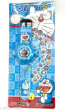 Classic kids unisex watch with cartoon character, blue and red strap