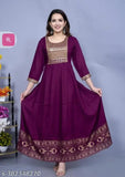 Maroon embroidered anarkali kurta dress with dupatta, traditional Indian wear for women