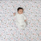 Flower print cotton flannel swaddle blanket (100cm x 100cm), soft & extra comfortable for infant use