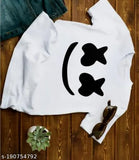 Men's white printed T-shirt, polyester, short sleeves, versatile fashion for all. Graphic printed, round neck, comfortable wear, ideal for daily flair, wide range available including tank tops for men and women. Made in India
