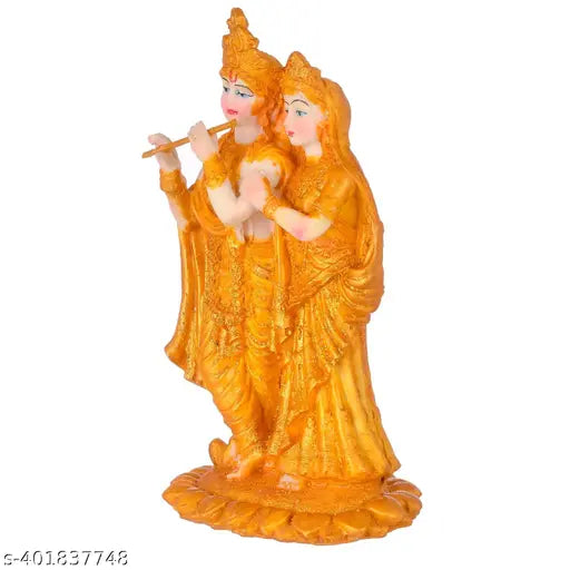 Gold-plated resin Radha Krishna idol statue (19x11x11cm) - Home living room decor, ideal for gifts