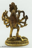 Brass yellow Kali idol with Shiva statue, Indian home decor spiritual lucky gift, 10cm length, 16cm height