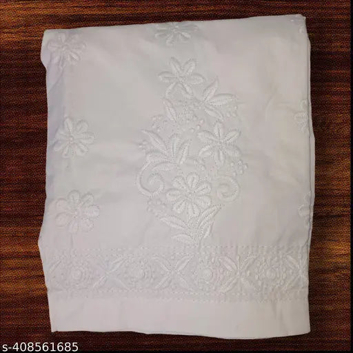 White cotton chikankari pants for women