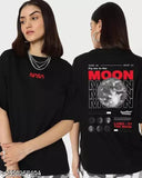 Black NASA overlarge tee-shirt for women with Moon print