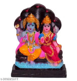 Poly resin Vishnu-Laxmi idol (9cm x 12cm x 4cm). Spiritual home decor or gift item for temple, office, or home. Brings wealth, health, peace, & happiness per Vastu