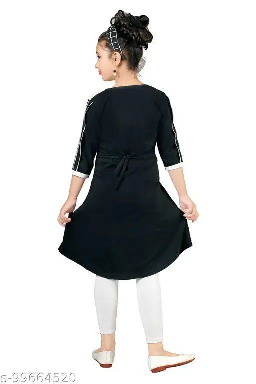 Cotton blend embellished net kurti for girls, three-quarter sleeves, Indian fashion