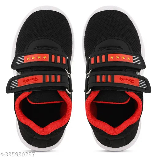 Red and black kids lighted shoes with velcro straps