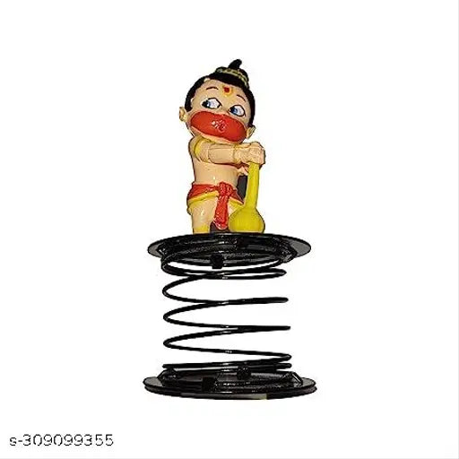 Polystone Hanuman idol with Gada, 10.5cm tall, decorative showpiece for car dashboard - Indian art figurine
