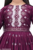 Maroon color printed rayon kid's palazzo kurta set, vibrant and stylish for festive occasions