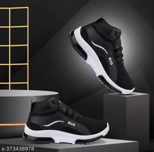 Black Nike sneakers with white sole and laces