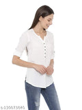 Rayon half-sleeve casual tunic top, solid color for work or everyday wear
