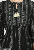 Rayon printed stripe kurta, three-quarter sleeve ladies' fashion from India