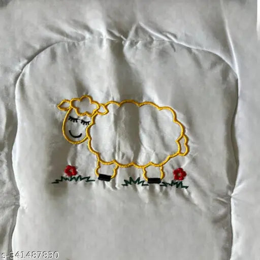 Yellow sheep jumbo quilt, cotton, mild winter, embroidered sleeping cotrized quilt with beautiful piping, country of origin: India (27" x 33")