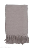 Grey fringed jumbo throw blanket, 4ft x 5ft