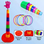 Fleece Quoits ring toss game for kids, indoor/outdoor fun toy. 3D printed with vibrant colors. Ideal size for single or group play