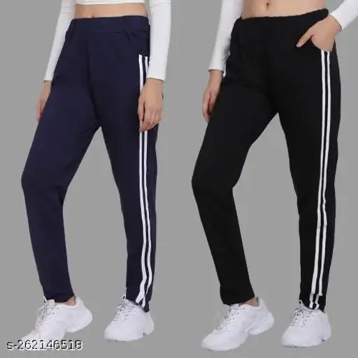 Navy blue, black, striped women's sweatpants lower pack