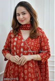 Viscose Rayon printed combo Kurta Plazoo & Dupatta set, India-made with mirror work & embroidery, M (Bust 38in), L (Bust 40in), XL (Bust 42in), XXL (Bust 44in)