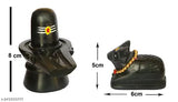 Black marble Shivling Nandi idol for pooja, intricately detailed poly resin decorative showpiece