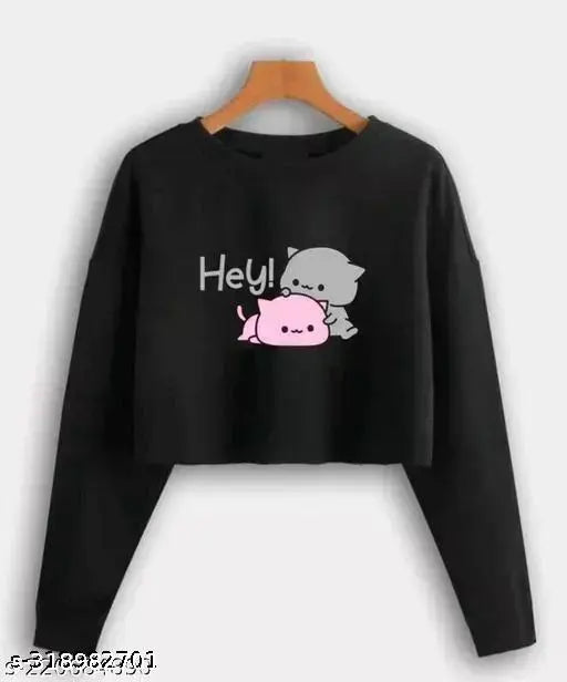 Cotton blend long-sleeve t-shirt for women and girls with printed net design. Made in India