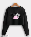 Cotton blend long-sleeve t-shirt for women and girls with printed net design. Made in India