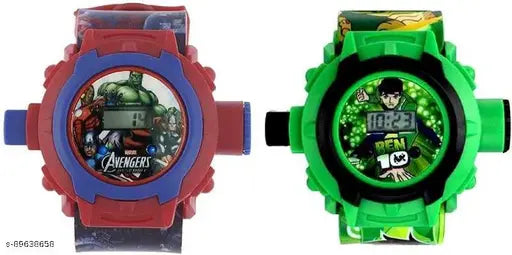 Kids watch with Avengers and Ben10 motifs, projector function