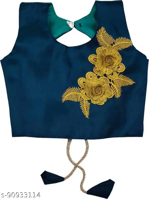 Embroidered net lehenga choli dupatta set for girls, self-designed floral stitch with butta patch work, 6-12 months size (waist 22", length 16")