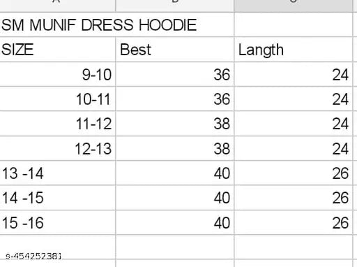 Wool hoodie set for girls, printed net design, pool-colored long sleeve, high quality and regular use. Sizes available: 9-10Y (36" bust/24" length), 10-11Y (36" bust/24" length), 11-12Y (38" bust/24" length), etc., up to 15-16Y. Made in India