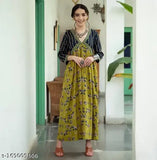 Yellow rayon anarkali kameez for women's ethnic wear