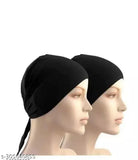Islamic black hijab cap, two pack head wraps, for modest style