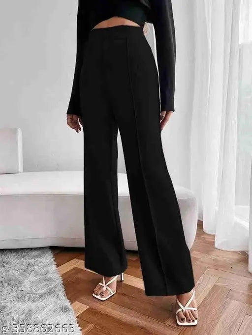 Black casual pants, polyester blend, 38 inches