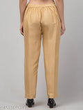 Solid silk women's formal pants, India-made, high-quality luxury wear