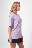 Purple oversized round-neck t-shirt, plus size, plain fabric, half sleeves