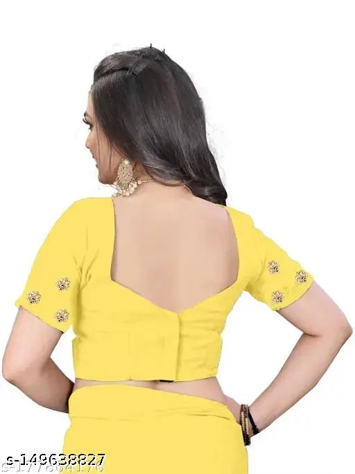 Yellow cotton sari with black border
