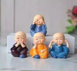 Resin Monk Buddha figurines set (4.5 cm x 4 cm x 4 cm), colorful decor for home or gift