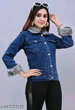 Solid denim women's jacket, long sleeves, high-quality Indian craftsmanship